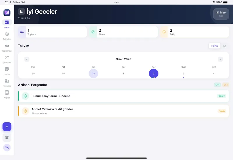 MarsFlow dashboard on iPad